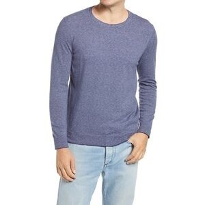 Bonobos Feeder Stripe Midnight Blue Long Sleeve Crewneck Cotton Slim Sweater XL